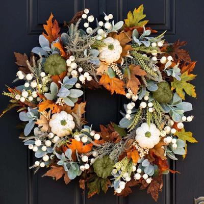 Wreath Fall Decorations For Front Door With Pumpkins Berry Artificial  Wreath Autumns Fall  Decoration Indoor Outdoor