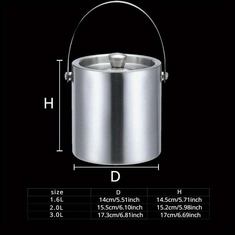 1.6L/2L/3L Stainless Steel Insulated Ice Bucket Wine Beer Champagne Party Cooler