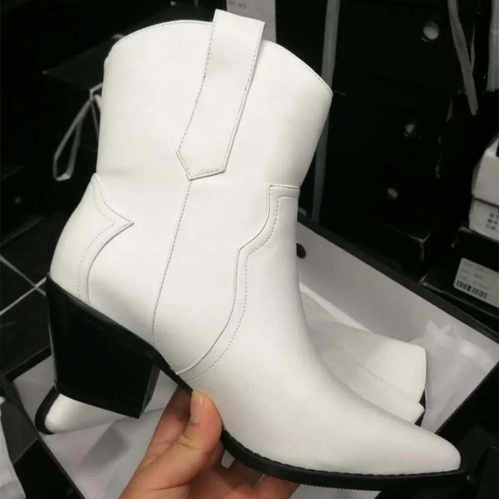 Fashion Plus Size 33-45 Slip-On Retro Black Booties Woman Winter Autumn Western Boots Women 2025 Fashion Ankle Cowboy Boots Shoes Woman