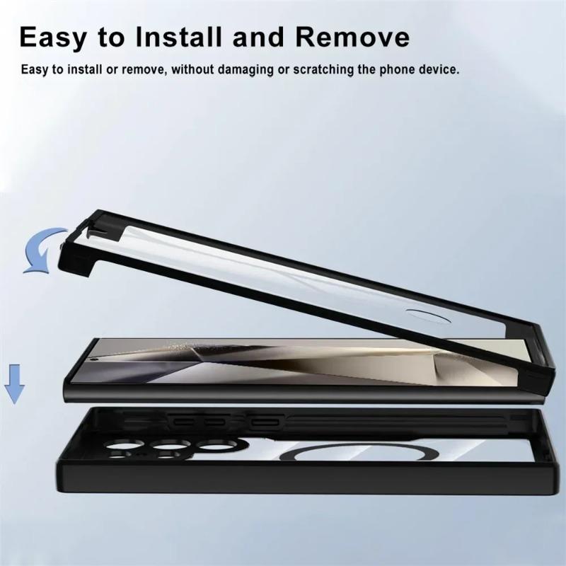 Husă Magnetică Față-Verso Complet Protejată la 360° Pentru Samsung S25 Ultra S22 S23 S21 S24 Plus Husă Pentru Încărcare Wireless Magsafe