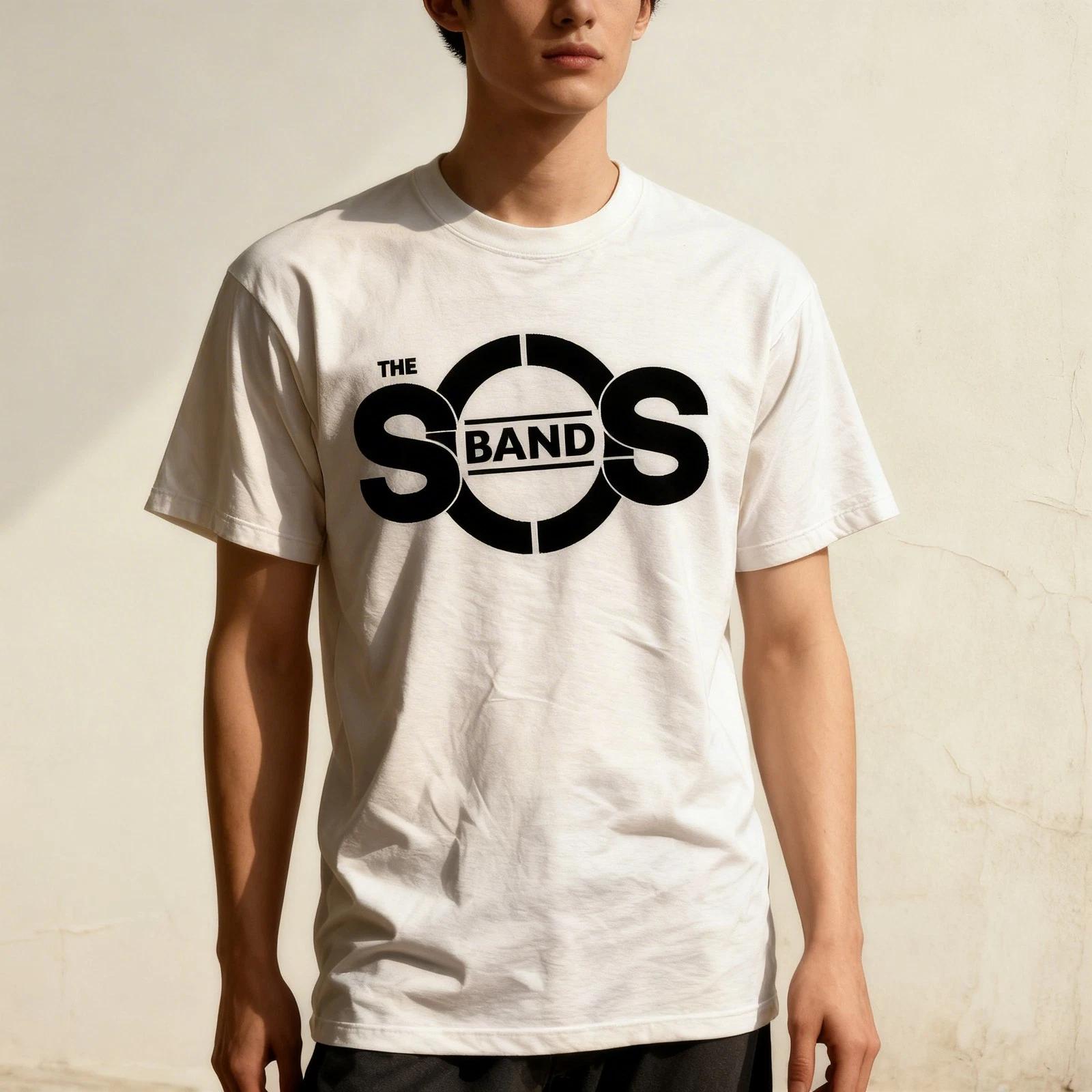 THE SOS BAND Logo Classic Short Sleeve White All Size T-Shirt 4XL