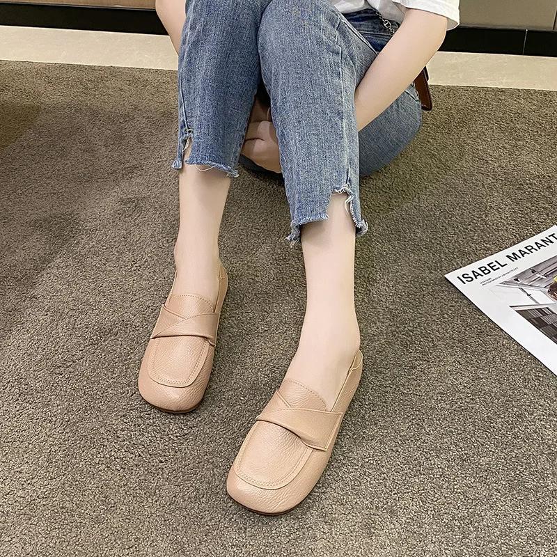 

Women s Shoes Flat Comfortable Anti Slip Soft Bottom New Square Toe Casual Shoes Lightweight Outdoor Commuter Shoes 2026 35 хаки