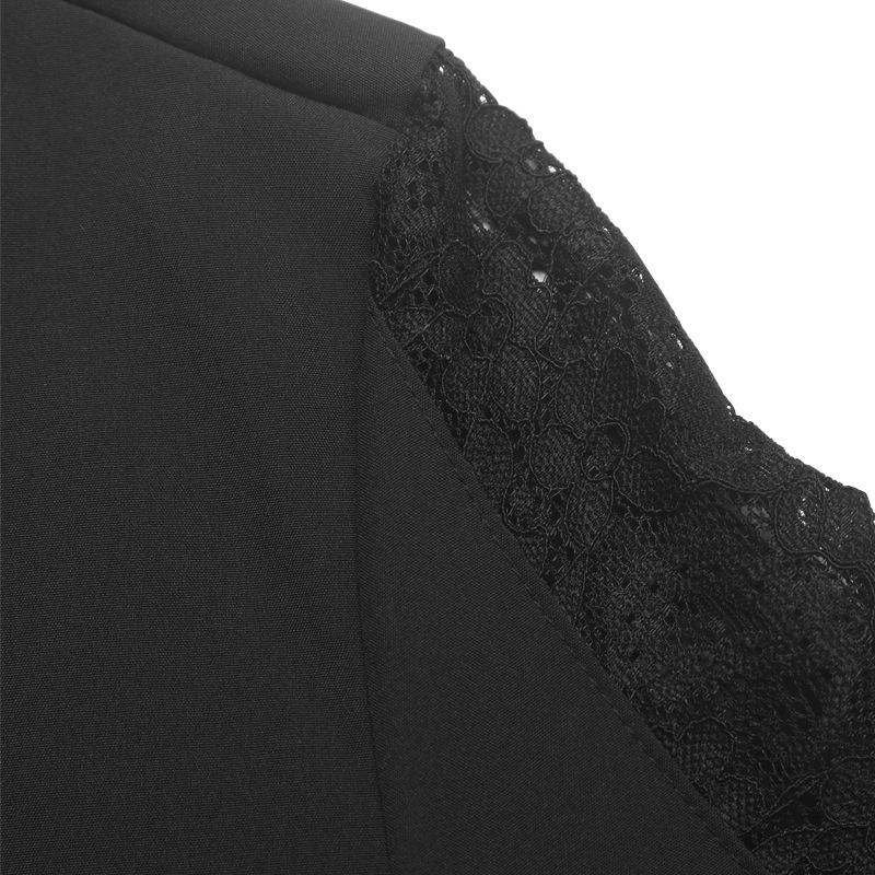 Long-sleeved 2025 Autumn Women's Small Stand-collar Pullover Lace Splicing Shirt