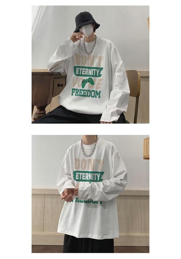 Sweat à capuche imprimé décontracté ample pour homme, haut à manches longues et col rond pour le printemps et l'automne