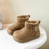 Children's snow cotton, popular in winter, piled and thickened baby girl short boots, fashionable solid color boys' cotton shoes