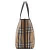 Burberry Vintage Check Canvas Leather Trim Large Tote Bag With Equestrian Knight Detail For Daily Use