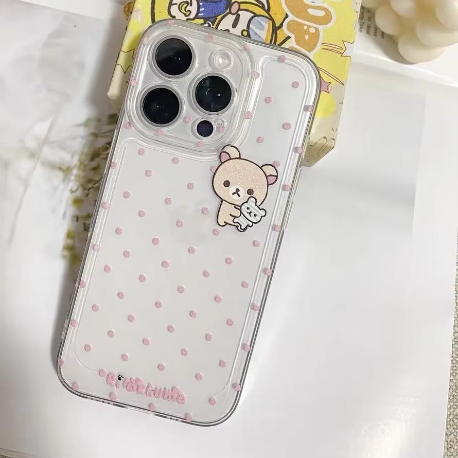 Custodia per Telefono Cartoon Carina Facile Orso Pois Rosa per Samsung Galaxy A55 A35 A25 A15 5G A24 A23 A22 A32 A52 A71 A72 A51 4G Cover