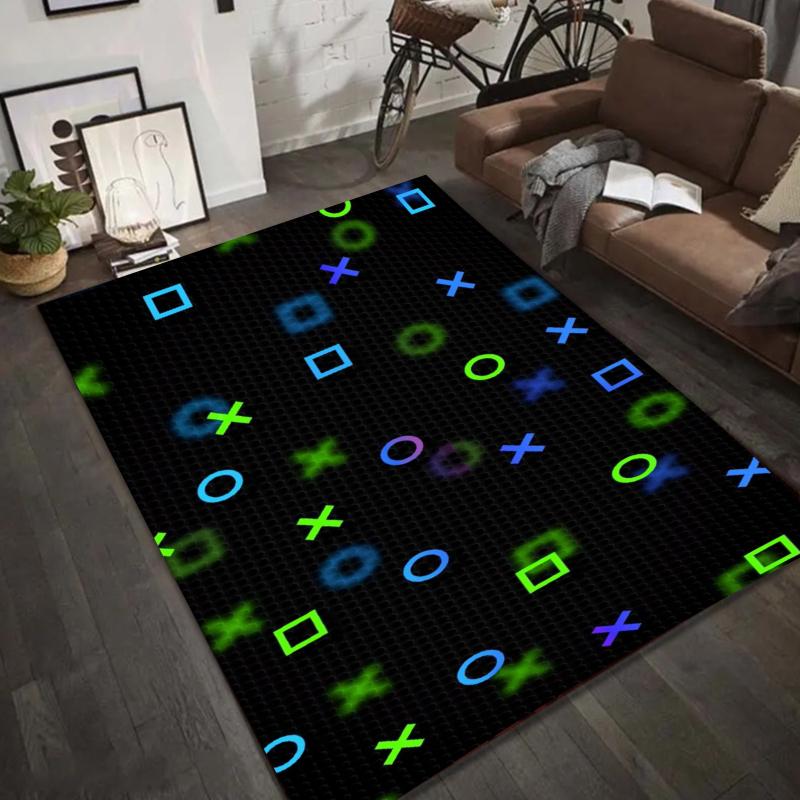Neon Geometric Pattern Rug - Colorful Triangle Circle Square Carpet Mat for Living Room Home Decoration Living Room Decoration