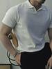 Men's Trendy Korean-Style Solid Color Knitted Polo Shirt