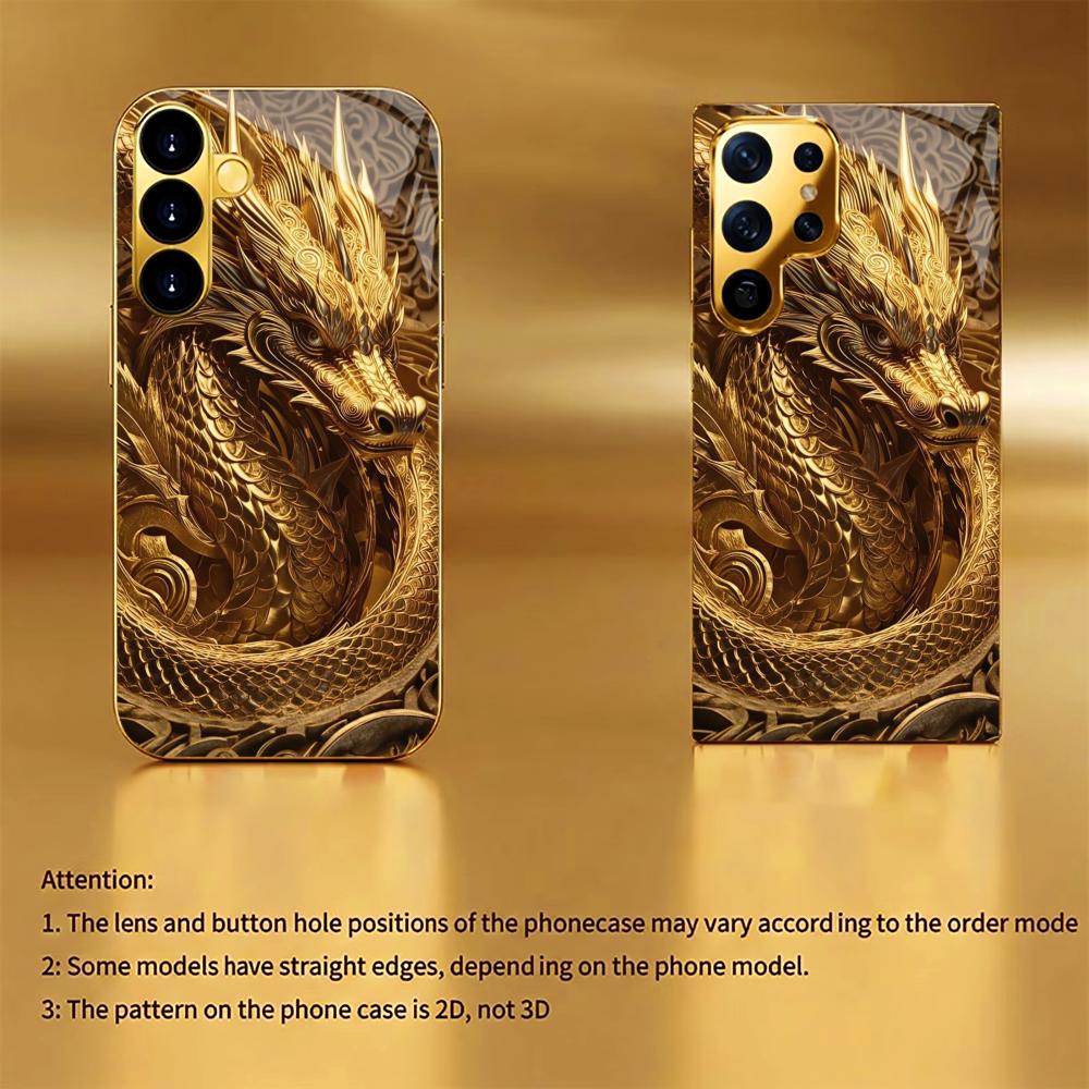 Noble Dragon Dragon race PhoneCase Electroplating Glass PhoneCase for Samsung Galaxy S26 S25 S24 S23 S22 S21 FE,Ultra,Plus