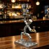 Metal Wine Accessory Vintage Industrial Dispenser Pipe Liquor Dispenser with Brass Tap Countertop Unique Spirit Whiskey Vodka Stand Home