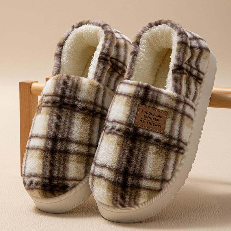 Cotton slippers winter 2025 new indoor home thick bottom warm non-slip household wool slippers