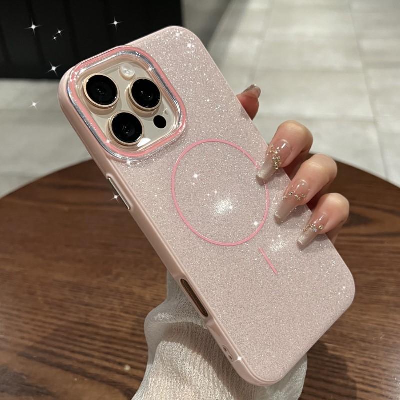 Luxury Bling Glitter Magsafe Magnetic Case For iPhone 16 Pro Max 15 14 13 12 11 Plus Wireless Charge Shockproof Back Cover