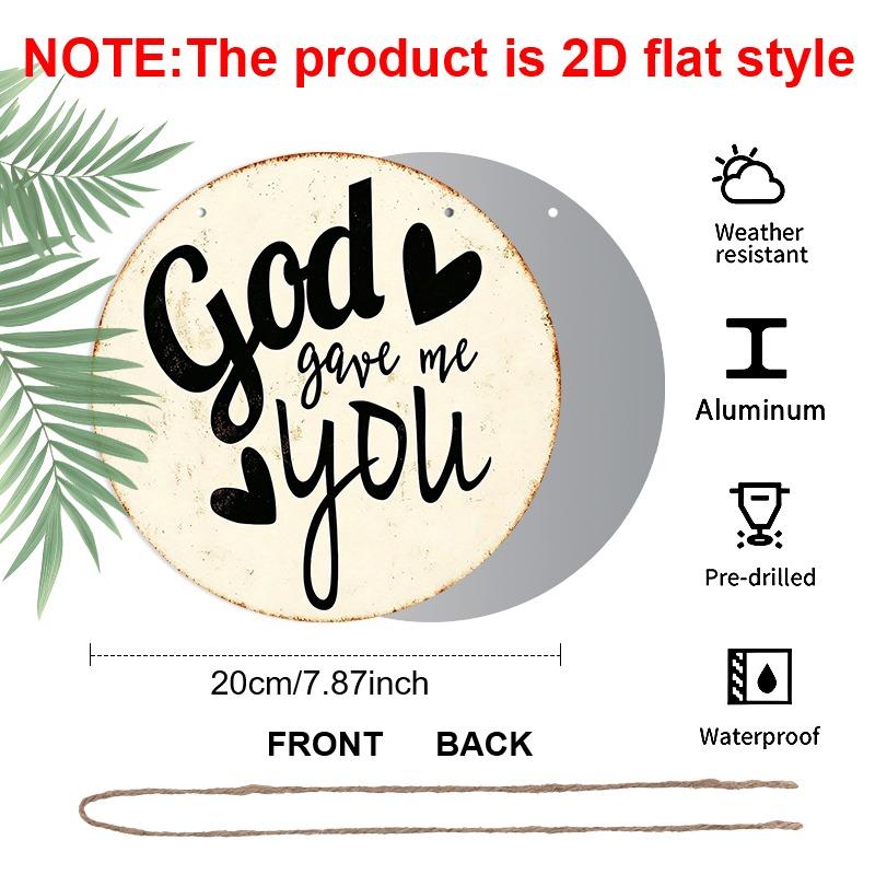 2D Flat Retro Aluminum Wall Decorations in Various Sizes. A Perfect Choice for Home Decor and Gifts, Expressing The Sentiment "God Gave You To Me