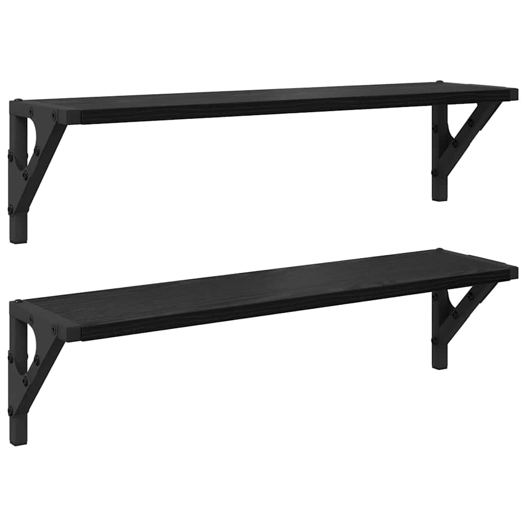 Wall Shelves 2 pcs Black Oak Effect 60 x 15 x 15.5 cm