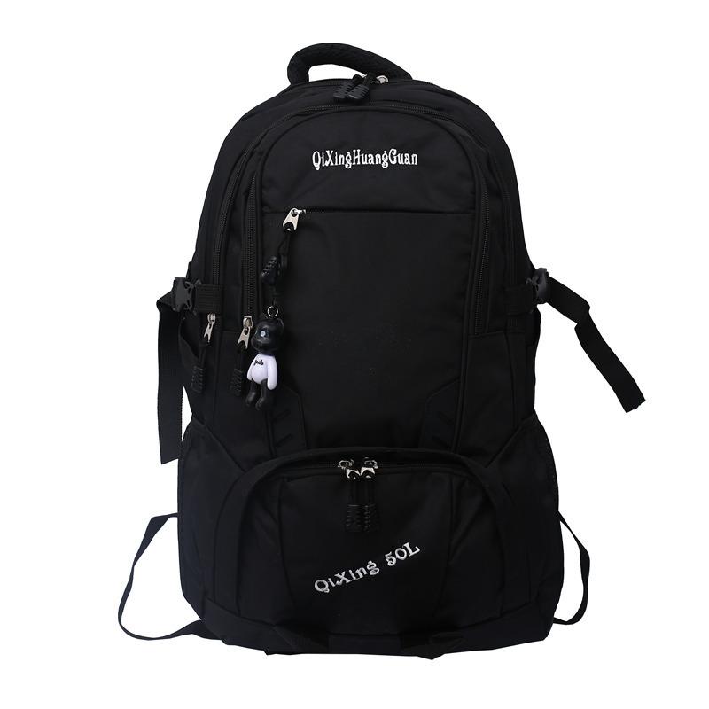 

50 литров дорожная сумка рюкзак мужской большой вместимости уличный альпинистский рюкзак женский дорожный спортивный мигрантский багаж тренд чёрный