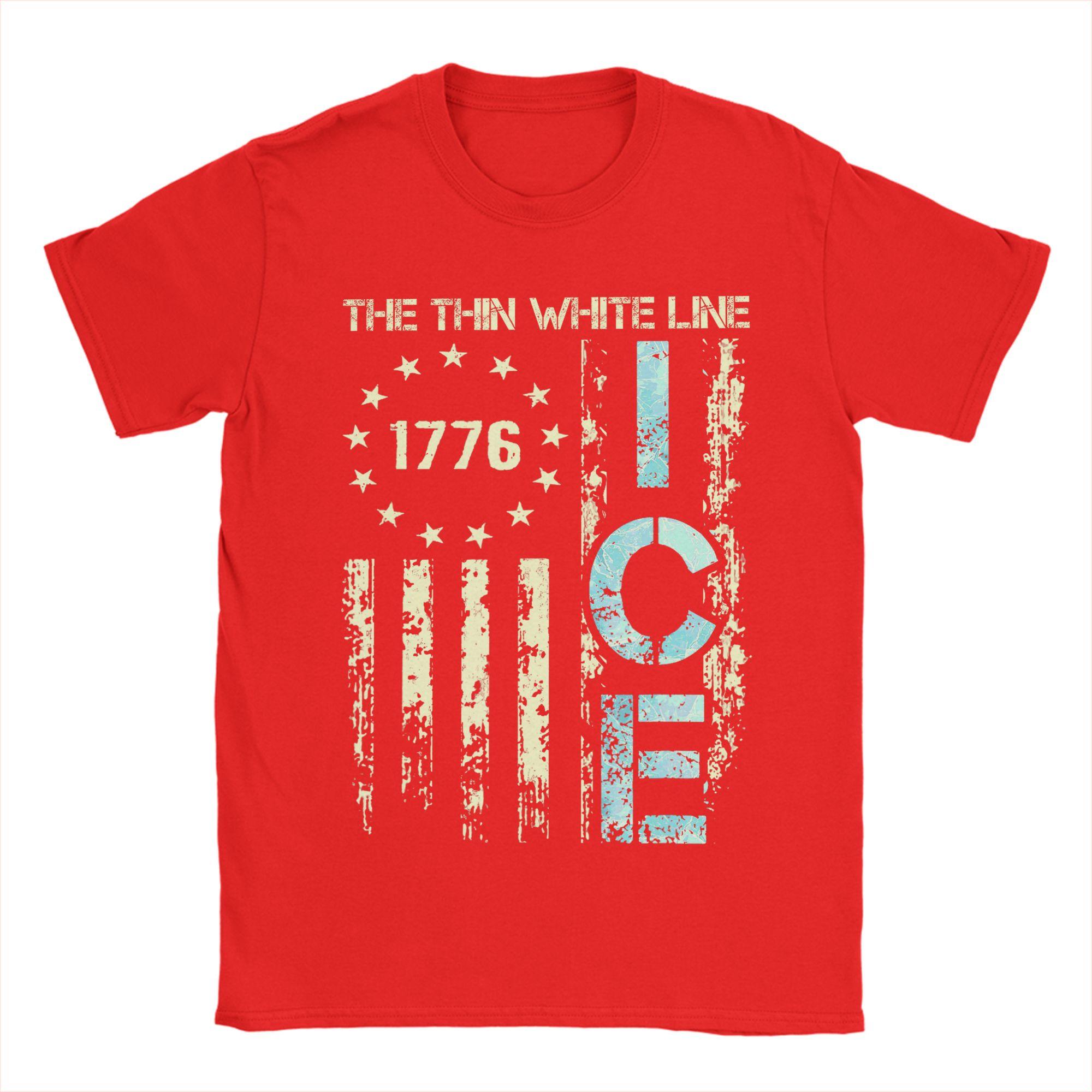 Support ICE Immigration Officers American Flag Border Patrol T Shirts Men Cotton TShirt Shirt Short Sleeve Clothes Plus Size S