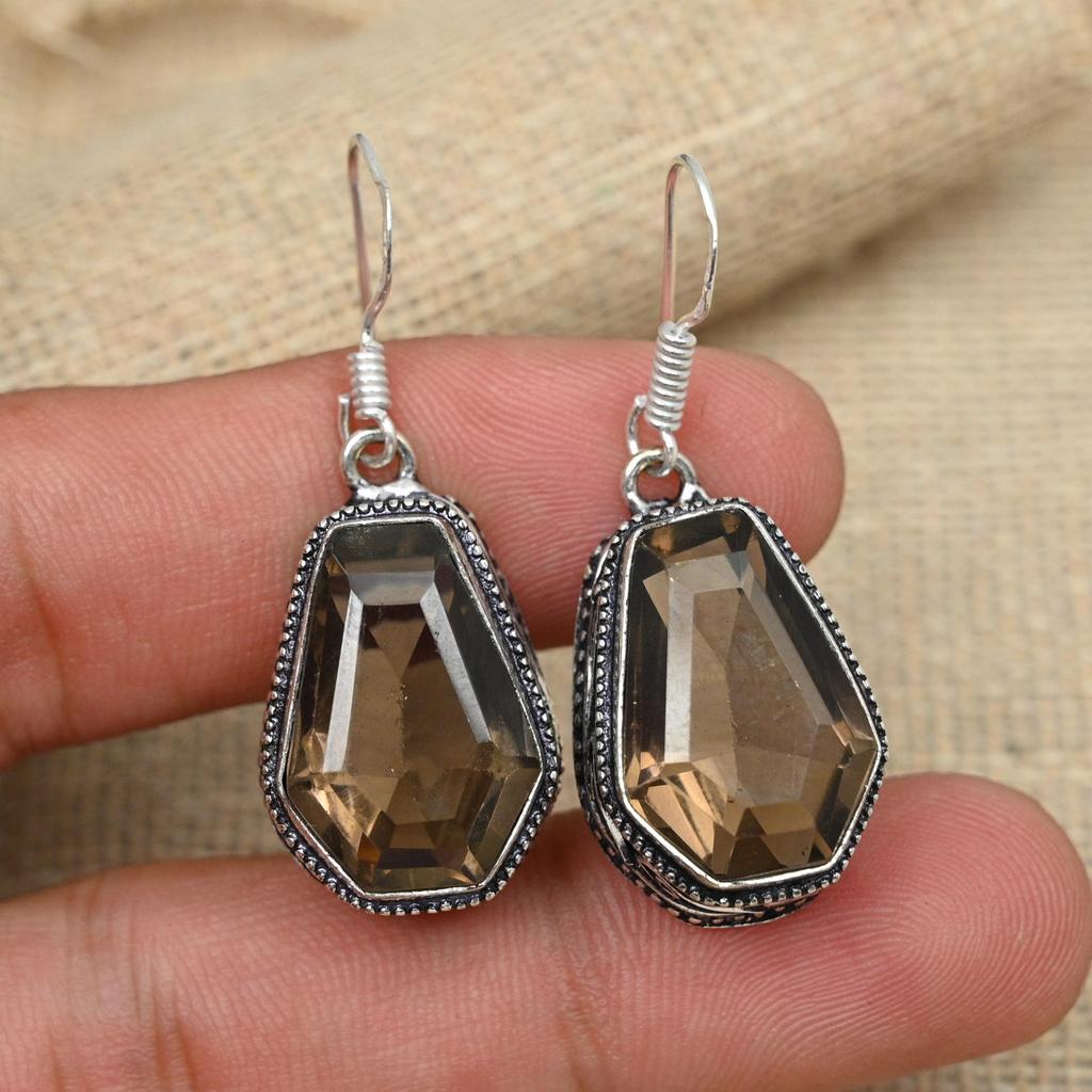 Orecchini Lunghi Fatti A Mano In Argento 925 Con Intarsio In Corallo – Gioielli Etnico Boho Per Donna