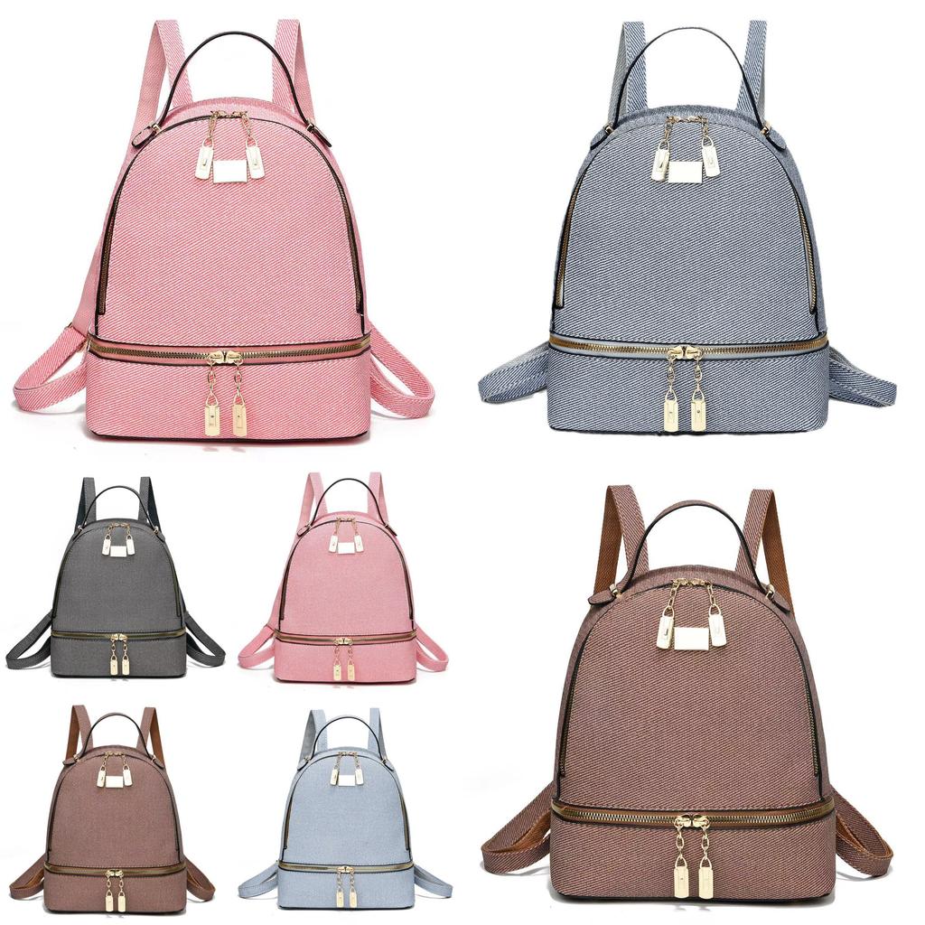 Stylish Macaron Color Canvas Backpack With Large Capacity For Travel And School Use