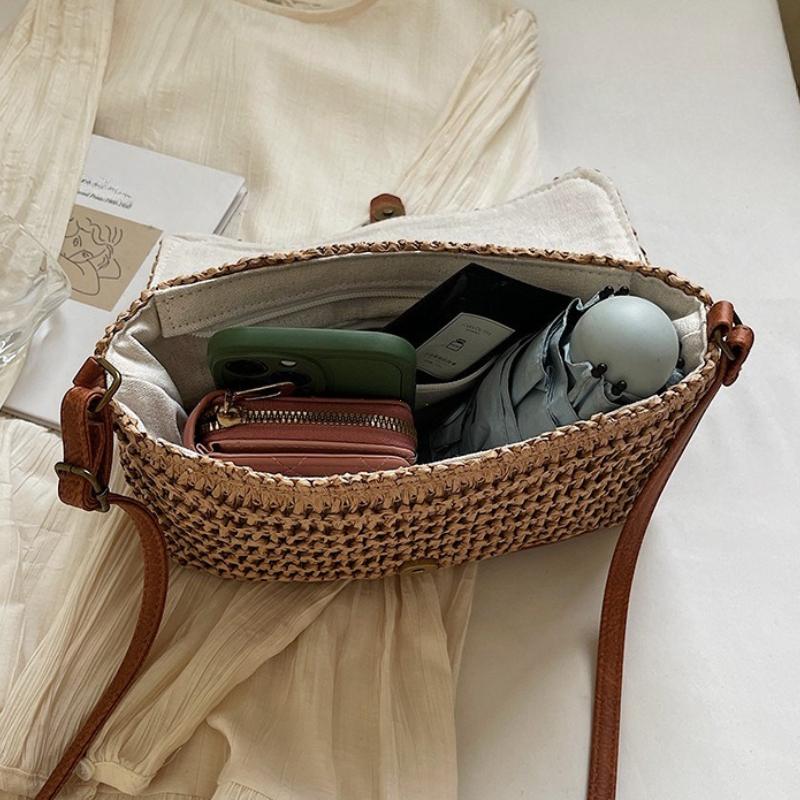 Nuova Borsa da Donna alla Moda in Paglia, Borsa a Spalla/Crossbody Casual Trendy per le Vacanze, Borsa da Donna Versatile Elegante in Paglia