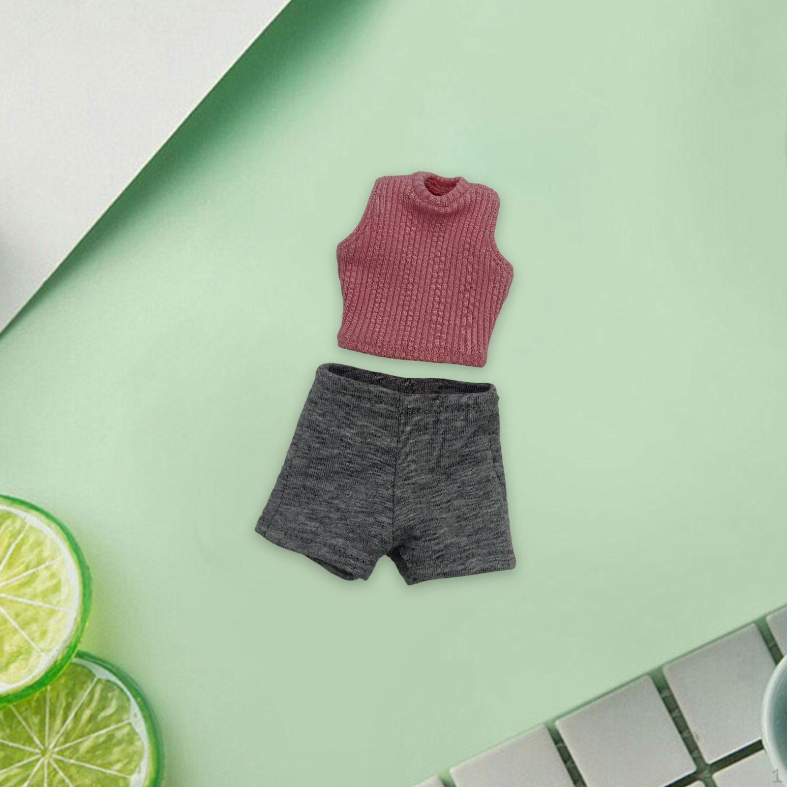 

1/6 Scale Tank Top with Shorts Basic Crop Outfit Realistic Cosplay Dress up Causal for 12 inch сірий колір