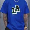 Summer Unisexs Cotton Los Angeles Letter Printed Fashionable Casual Loose Sports Round Neck Short Sleeved Tshirt Top
