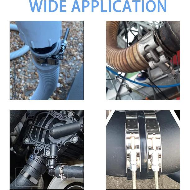 10Pack T Bolt Hose Clamp 46-52mm for 1.5" Hose ID, Stainless Steel Radiator Heavy Duty Hose Clamp Intake Clamp