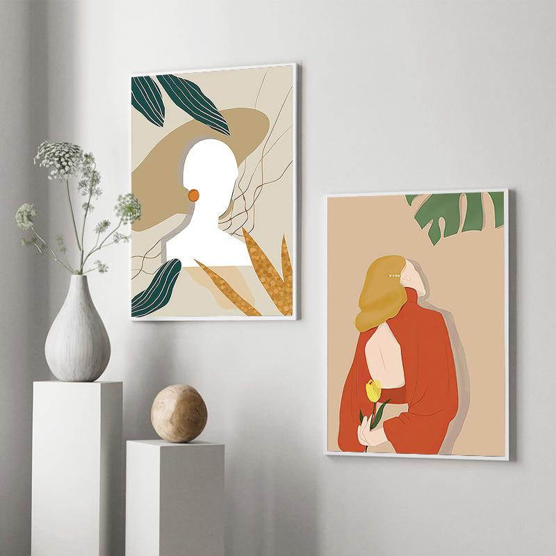 Nordic Watercolors Woman Canvas Paintings Simple Figure Wall Art Decor Poster and Prints Pictures for Interior Living Room Decor