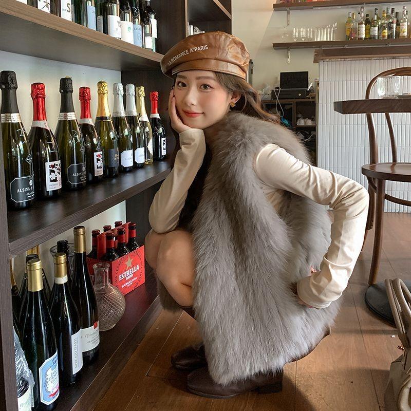 

Autumn and winter trend Toka imitation fox fur vest women s light jacket short XL