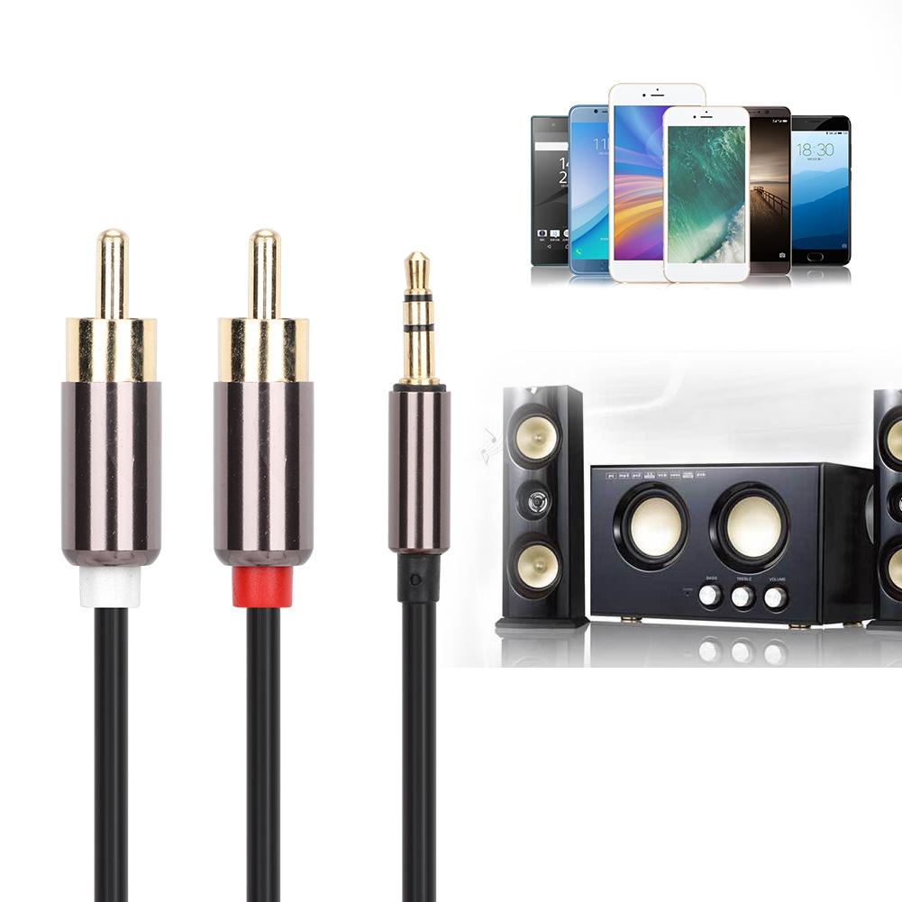 1m High Quality 3.5mm Male To 2 RCA Male Audio Adapter Cable Y Splitter Aux Cord Line (Black)