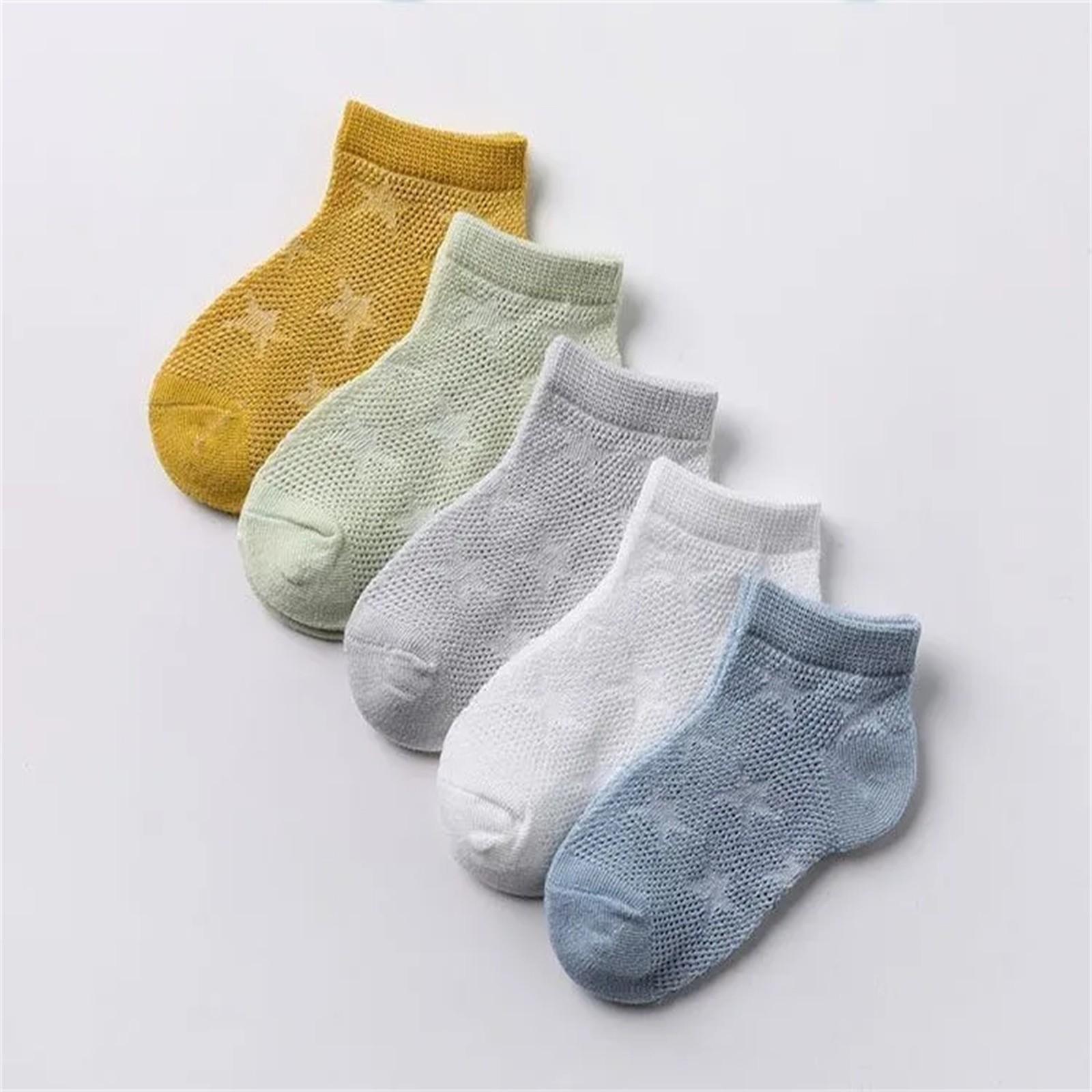 

Детские носки, сетчатые носки, детские носки, впитывающие пот, 5 пар One Size жёлтый