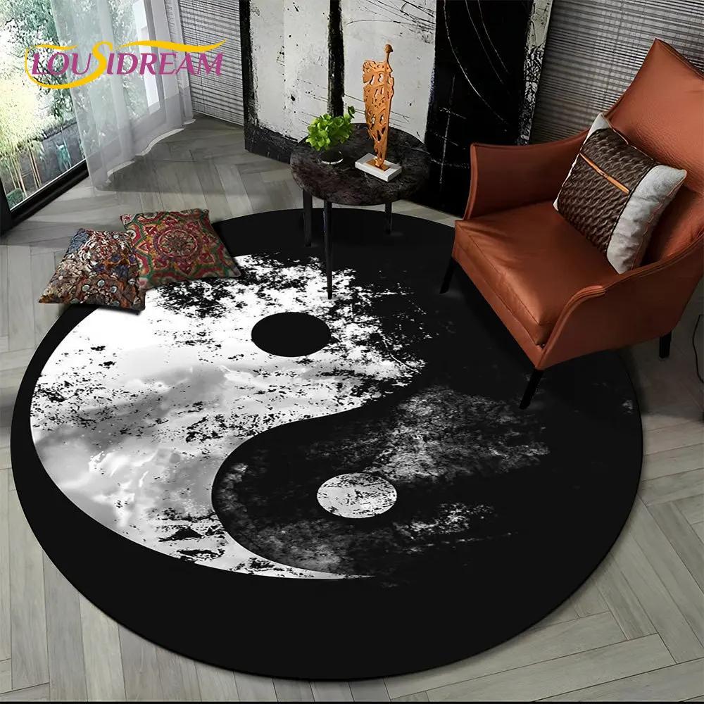 3D Chinese Tai Chi Bagua Yin Yang Round Area Rug,Carpet Rug for Living Room Bedroom Sofa Playroom Decor,kids Non-slip Floor Mat