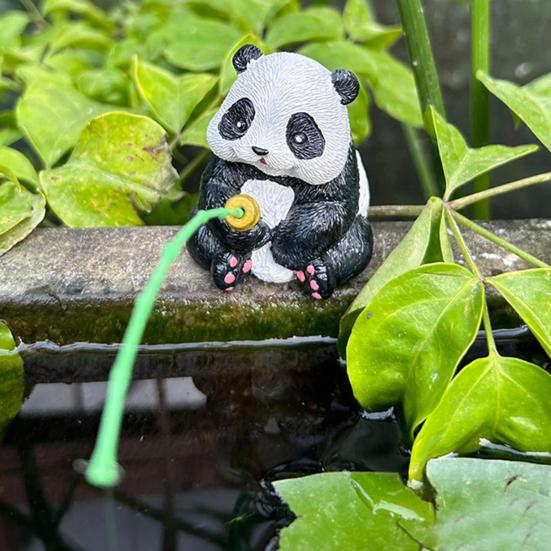 Fishing Cartoon Frog Figurine Resin Fishing Crocodile Panda Skeleton Statue Sculpture Outdoor Garden Pond Fish Tank Decoration Ornament