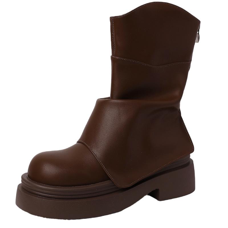 Korean version of British style platform Martin boots women's autumn fashion trend versatile trouser tube boots wedge heel fashion boots tide