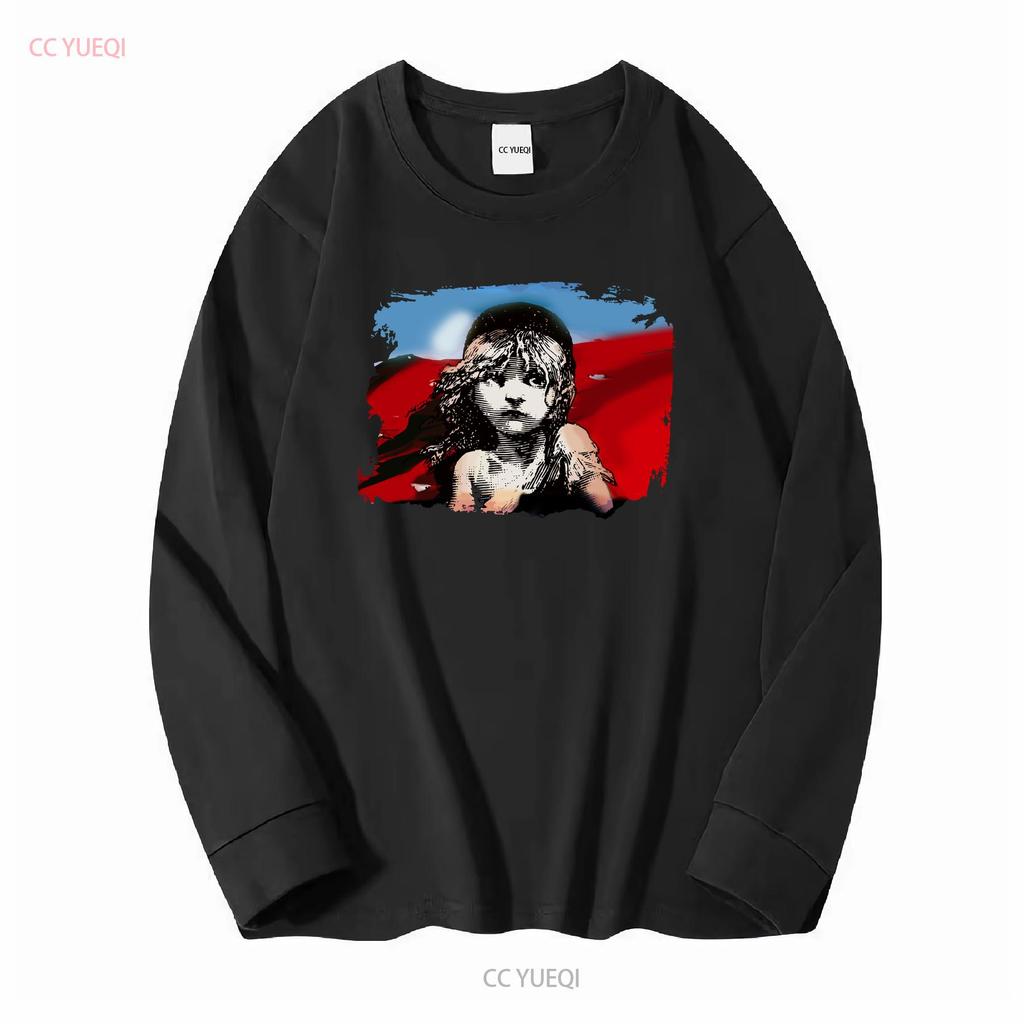 Les Miserables T-Shirt Herren Mittelblau Buch Musical Film Lang- oder Kurzarm Vintage Gewaschen Herren Weich Streetwear Grafik