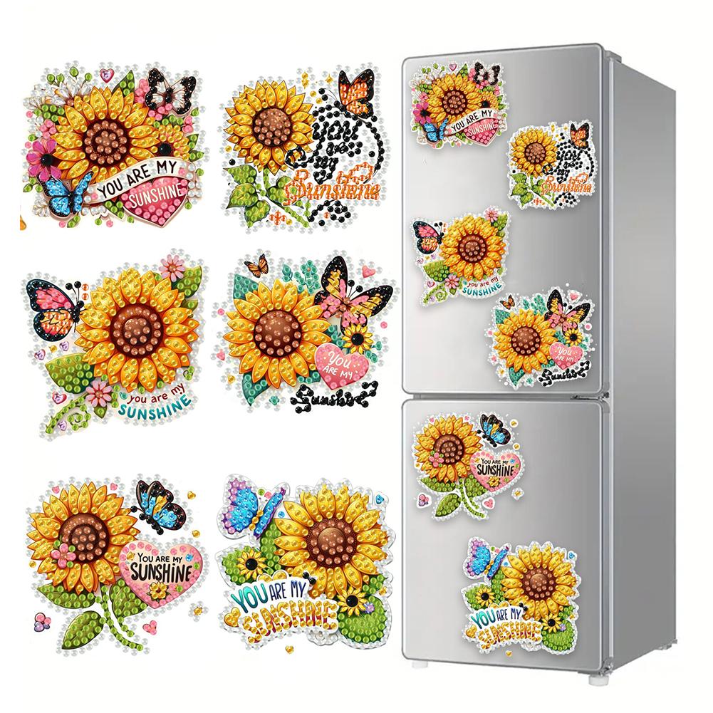 6Pcs Acrylic Animal Diamond Art Fridge Magnet Diamond Painting Refrigerator Magnet DIY Fridge Stickers for DIY Crafts Party Gift