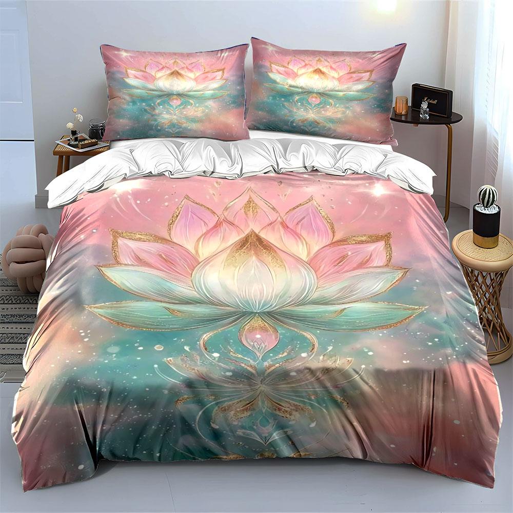 Lotus Flower Pastel Bedding Set Bedding Duvet Cover Set Duvet Cover Pillowcases (1 * Duvet Cover 2 * Pillowcases, without duvet insert)