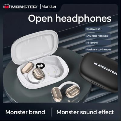 Monster AC100 Open Ear Headphones BT 5.3 Wireless Headphones with Earhooks Noise Cancelling