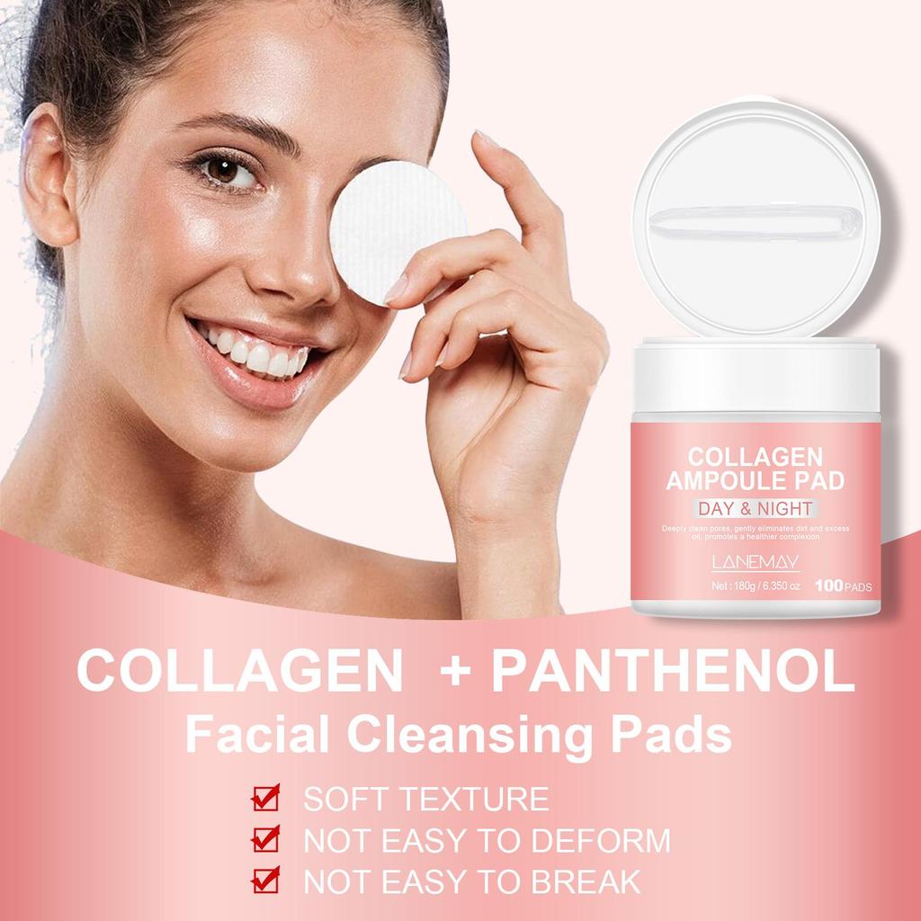 Płatki z Ampułką Kolagenową - Ujędrnianie Skóry & Przywracanie Elastyczności, Złuszczający & Oczyszczający Peelingujący Pad Na dzień i noc