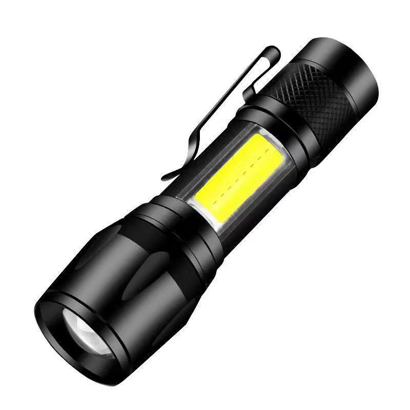 Cross Border Hot Selling 511 Telescopic Zoom Mini Flashlight XPE+COB Dual Light Source Aluminum Alloy Strong Light Flashlight In Stock