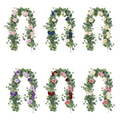 Floral Vines Greenery Garland Artificial Eucalyptus Flowers Wedding Party Table Decor for Arch Wall Fireplace Backdrop Ornament
