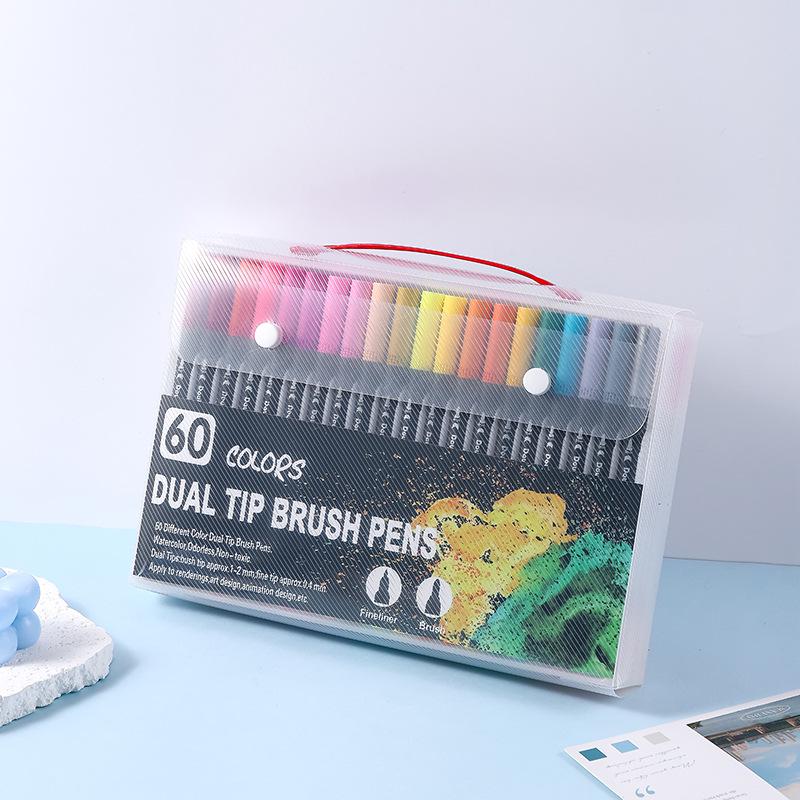 120-Color Double-Ended Watercolor Marker Set with Soft Tips & Fineliner for Students & Art Studio Use