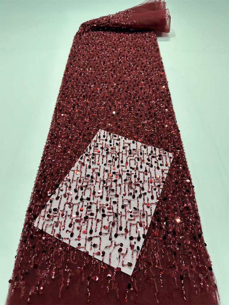 African Groom Lace Fabric For Sewing Party Dresses 2025 High Quality French Mesh Fabric Embroidered Nigeria Sequins Lace 5 Yards