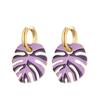 Orecchini a cerchio rotondi smaltati colorati con ciondolo a foglia grande in acciaio inossidabile color oro per donna Gioielli Statement Vintage