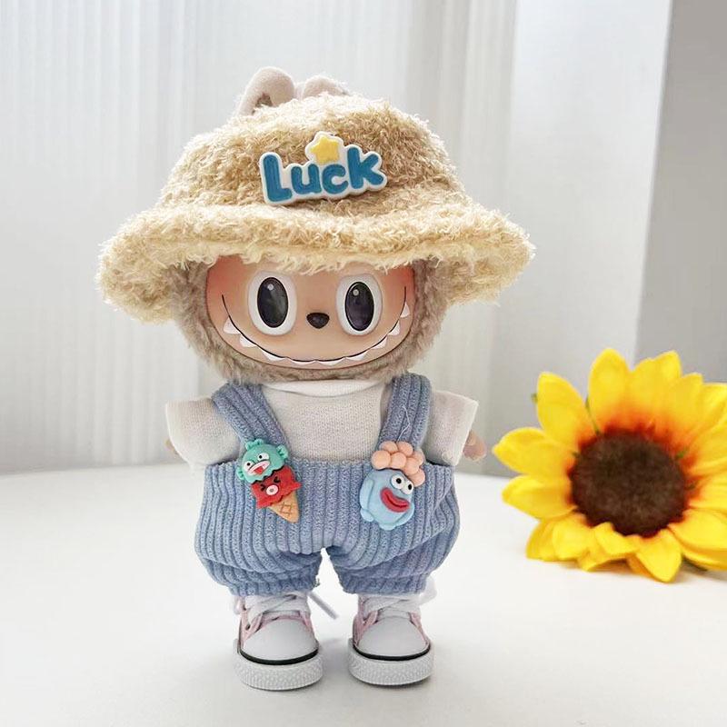 17cm Labubu Doll Clothes: Ice Cream Overalls - Cute Pendant Blind Box