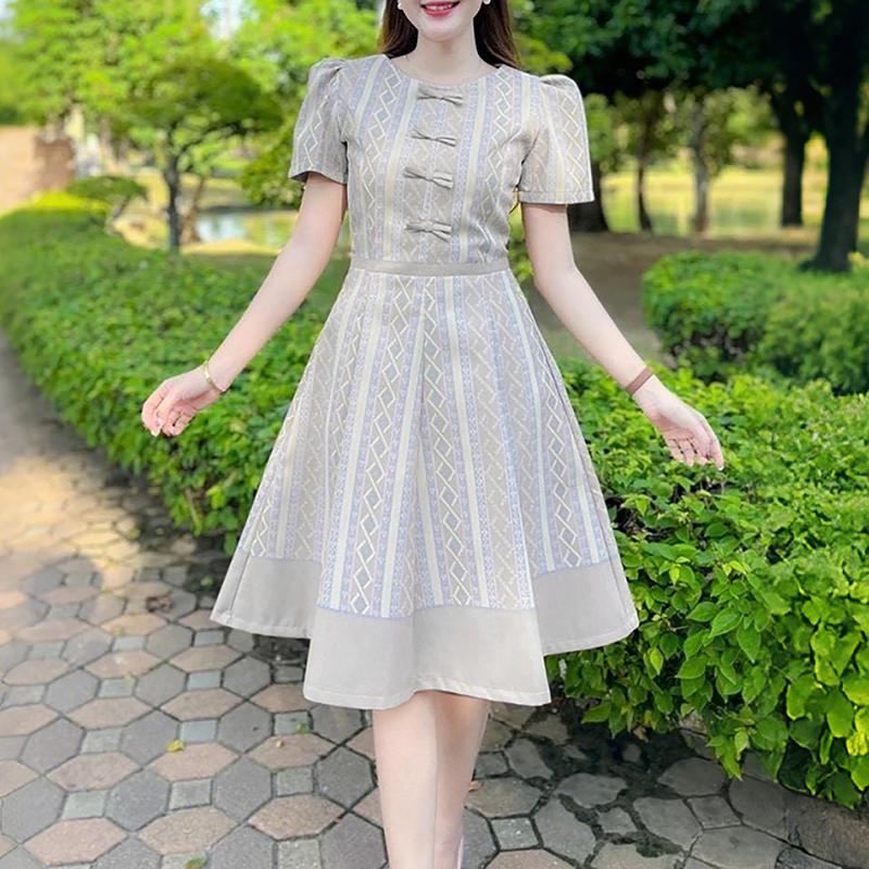 ZANZEA Women Casual Round Neck Short Sleeve Print Dress