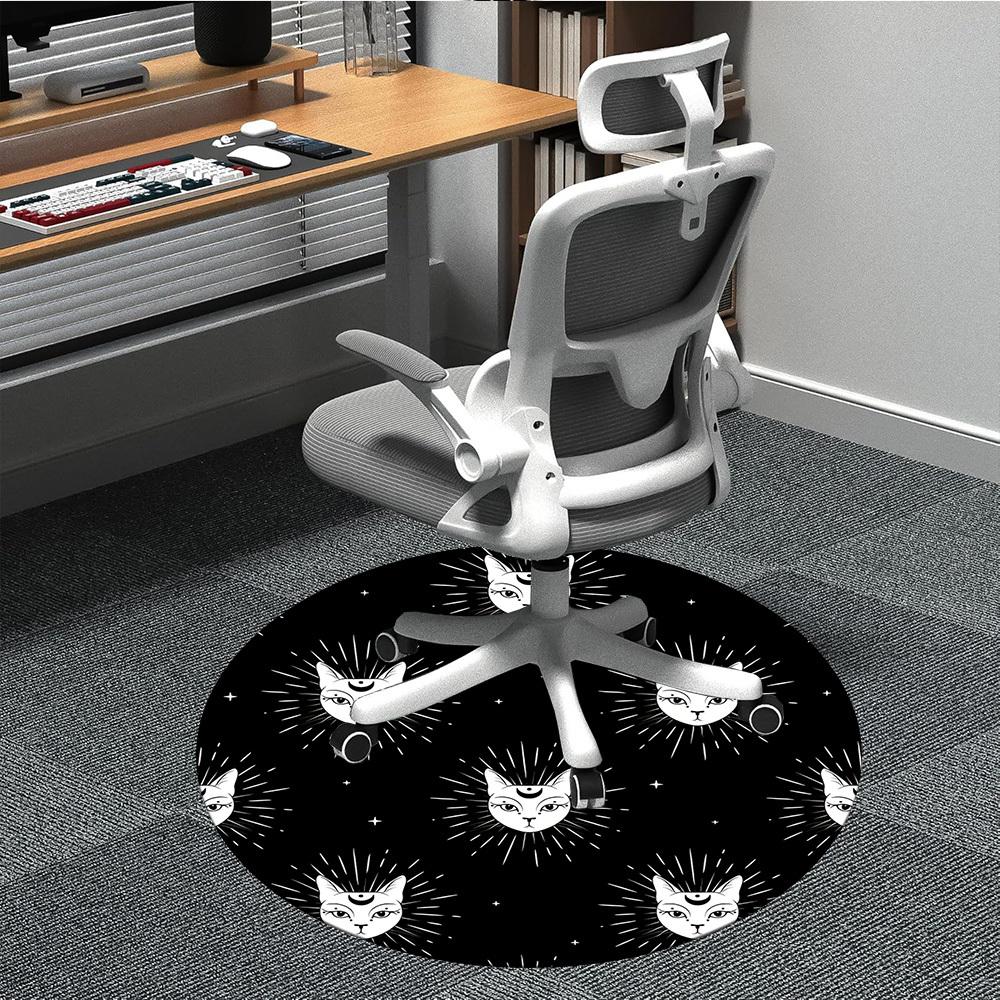 1pc Cat Moon Office Round Area Rug, Under Office Chairs Bedroom Living Room Home Decor, Room Deco
