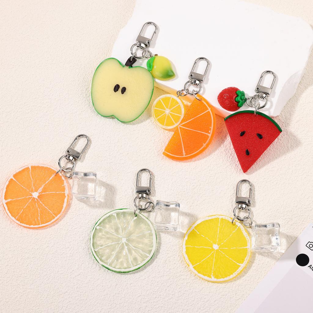 Korean Version Acrylic Plate Fruit Keychain Summer Large Size Personalized Bag Pendant