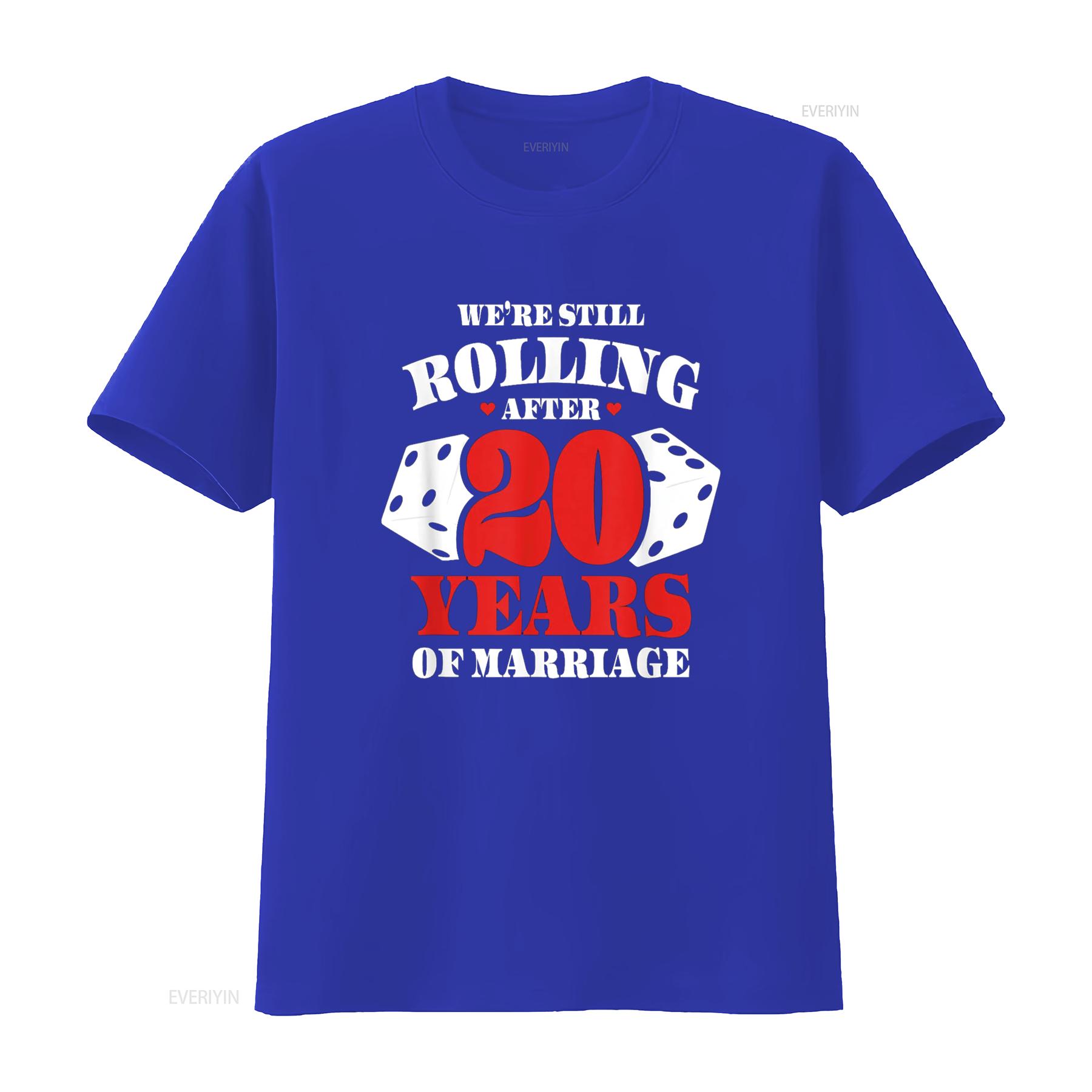 Couples Married 20 Years Funny 20th Wedding Anniversary T Shirt vintage Washed graphic Breathable Slightly homme Casual S