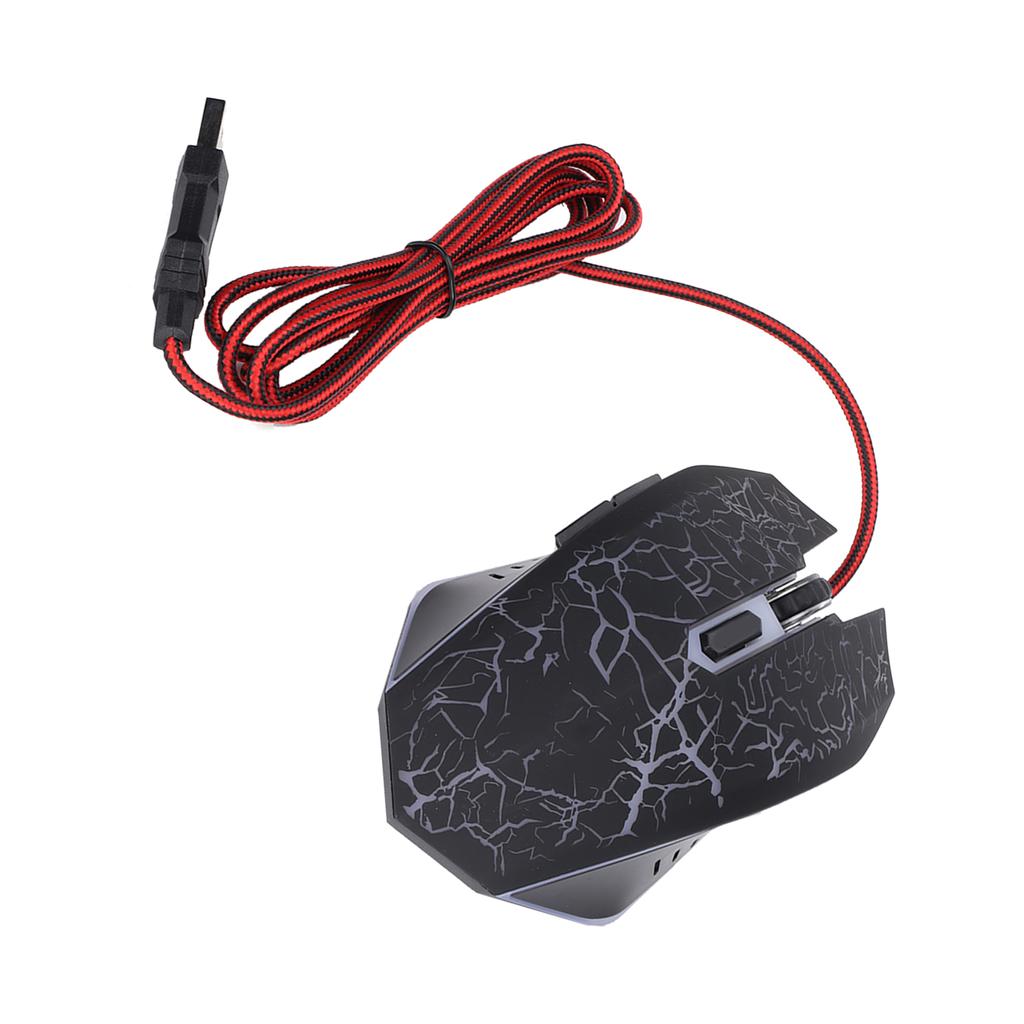 Kabelmaus Schwarz Crack USB-Anschluss Gaming Beleuchtung Einstellbar Computerzubehör